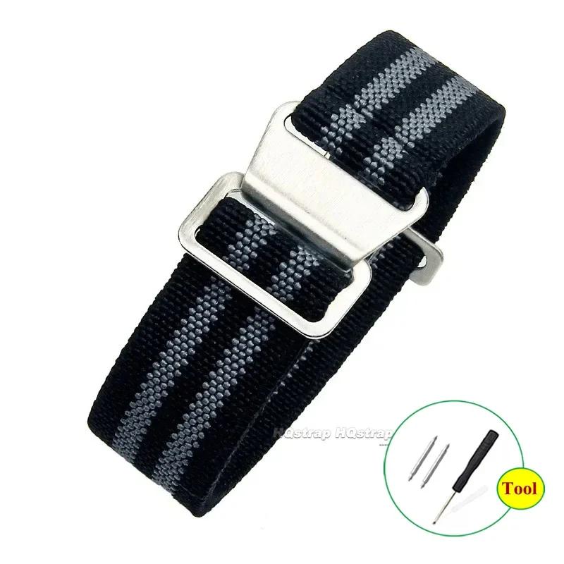 18 20mm 22mm Elastisches Uhrenarmband Nylon-Uhrenbänder Universelles Stoff-Armband für Herren Smartwatch Fallschirmtaschen-Armband für Tudor