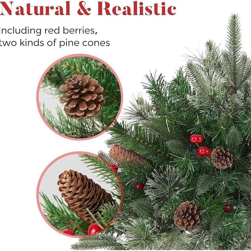 Garden Stakes Christmas Tree 45cm Stake With Cones Red Berries Insert Decoration Art Ground Spikes For Porch Backyard Pathway