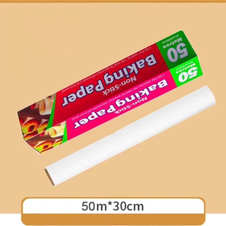 10/20/50M Baking Paper Barbecue Double-sided Silicone Oil Paper Parchment Rectangle Oven Oil Paper Baking Sheet Bakery BBQ Party