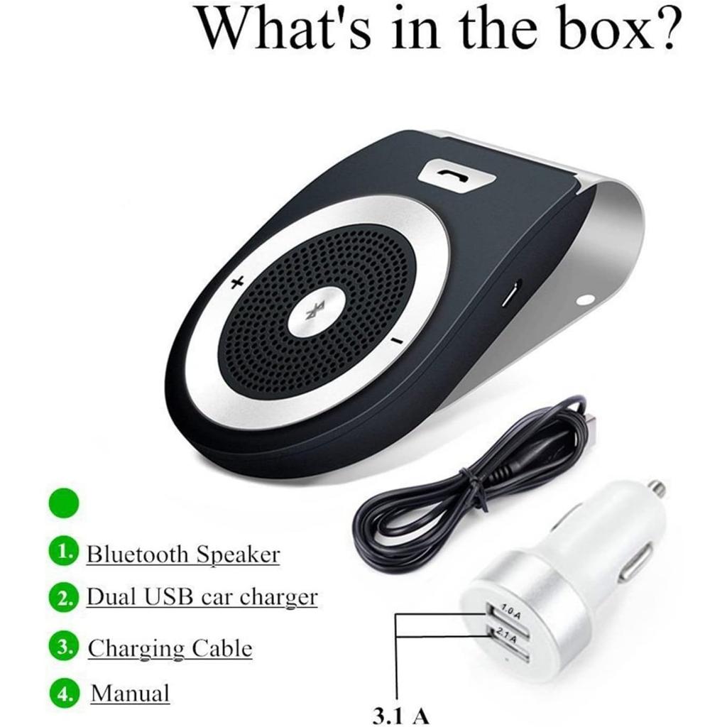 Bluetooth Hands-Free Kit, Car Hands-Free Kit, Auto Power On Siri Assistant Support, Built-in Microphone and Support GPS, Music