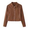 Cross-border Foreign Trade Wholesale European and American Autumn Women's Clothing New Fashion Lapel Zipper Short Jacket