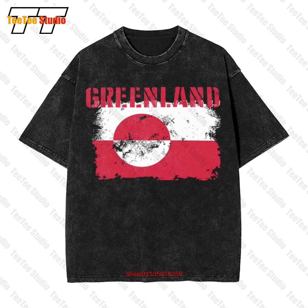 Greenland Flag Top City Map Vintage Oversized TShirt TCZ S