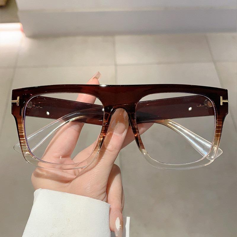 Simple Retro Thick Frame Square Anti-Blue Light Flat Glasses Trendy Unique Glasses Frame