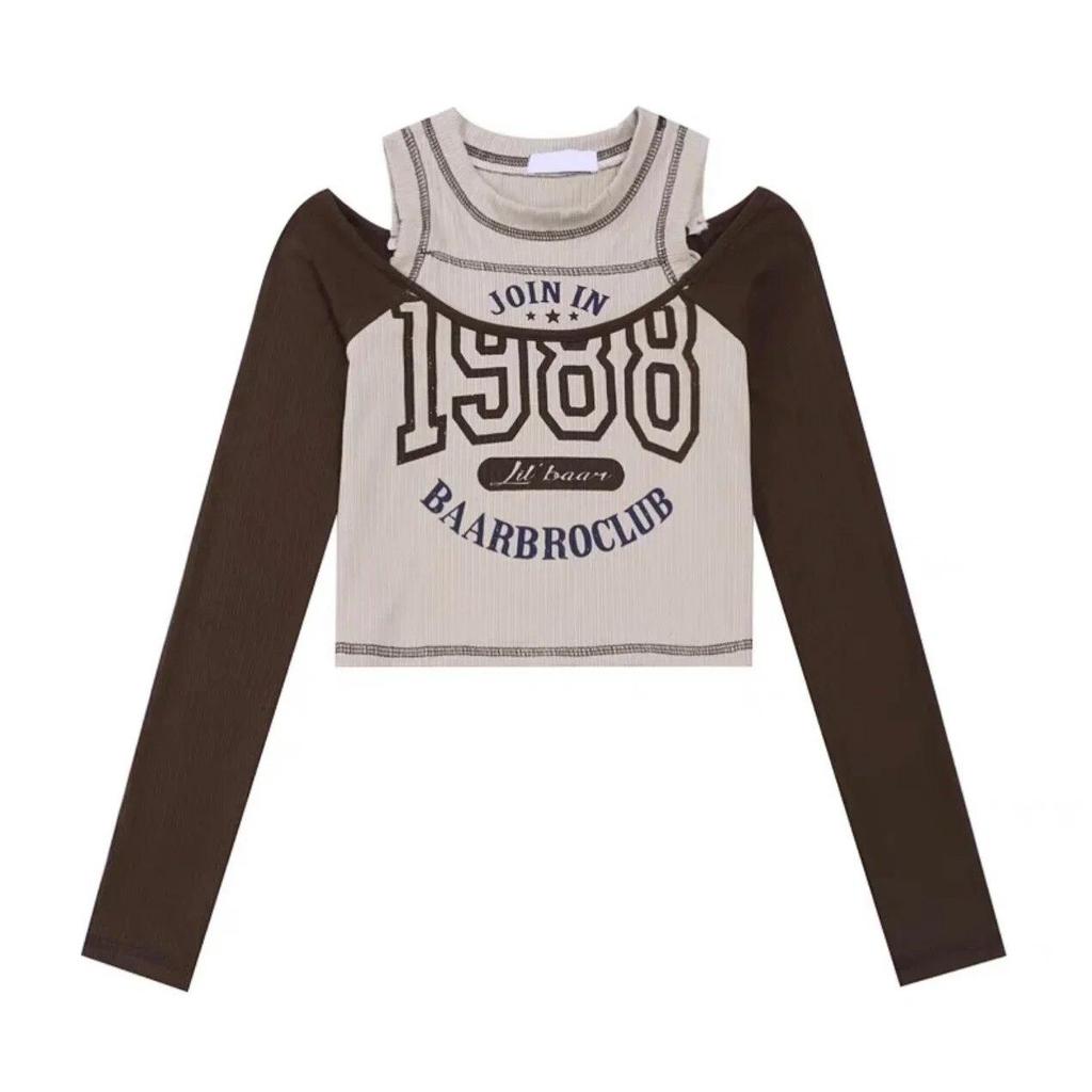 Y2k T-shirt Streetwear Vintage Korean Style Crop Top Women T-shirt Sexy Retro Letter Printed T Shirts Off Shoulder Aesthetic Clothes