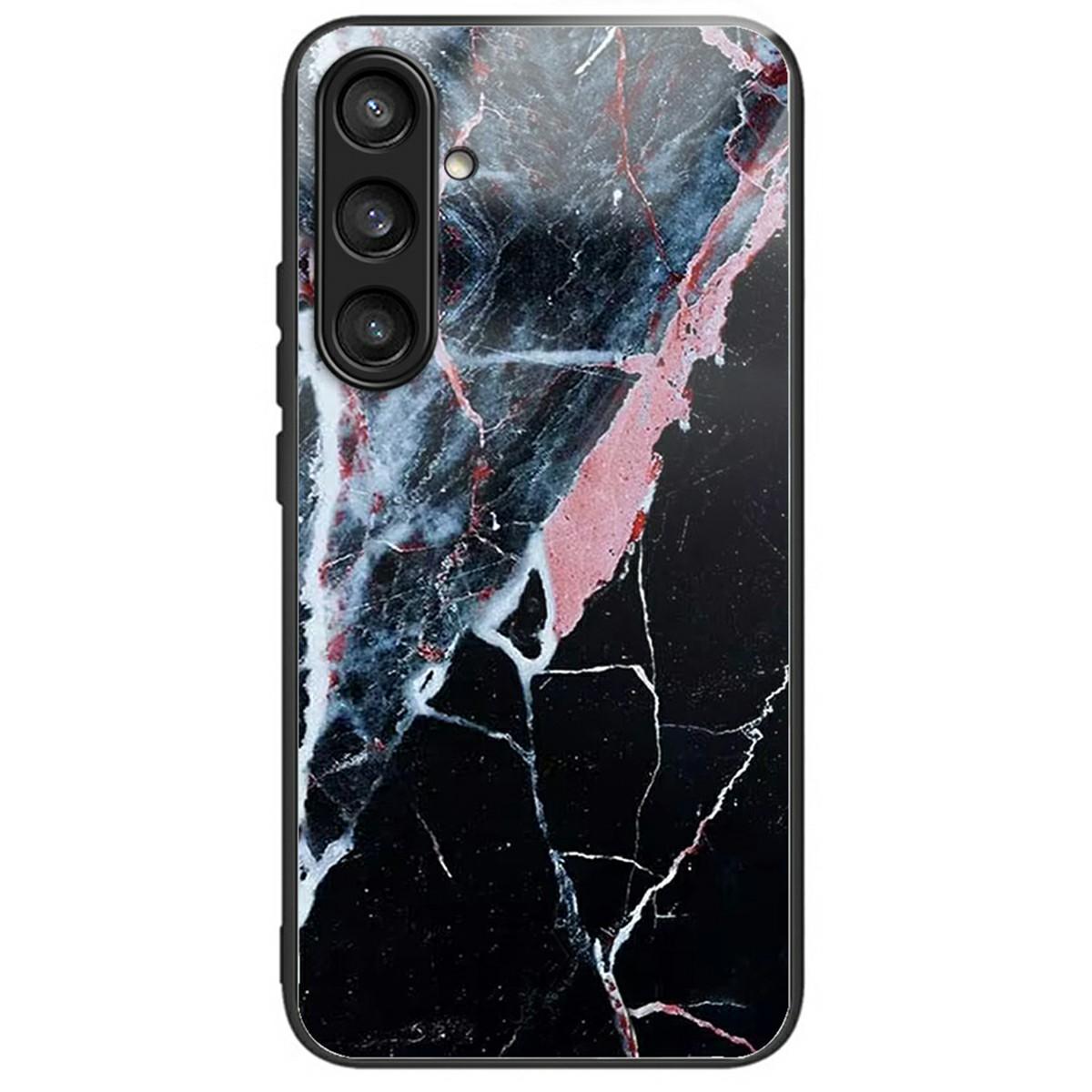 

For Samsung Galaxy A16 4G/5G Case Tempered Glass Back Cover with Pattern Printing Black White Marble