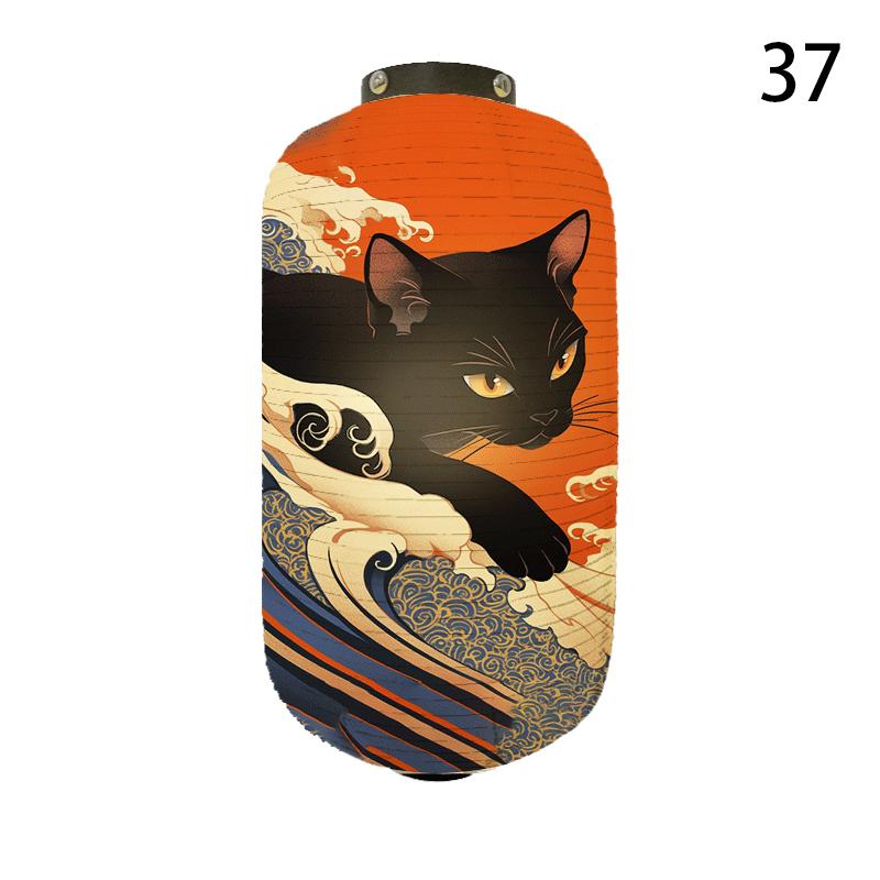 20x35cm Japanese Kimono Samurai Cat Art Pattern Lantern Restaurant Izakaya Cuisine Decor Advertising Sign Ukiyo-e Cloth Lanterns