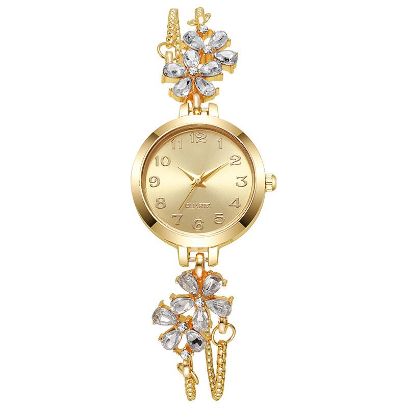 Neue Blumen Strassstein Uhren Verstellbares Armband Armbanduhren Einfache Quarz Uhr Geschenke