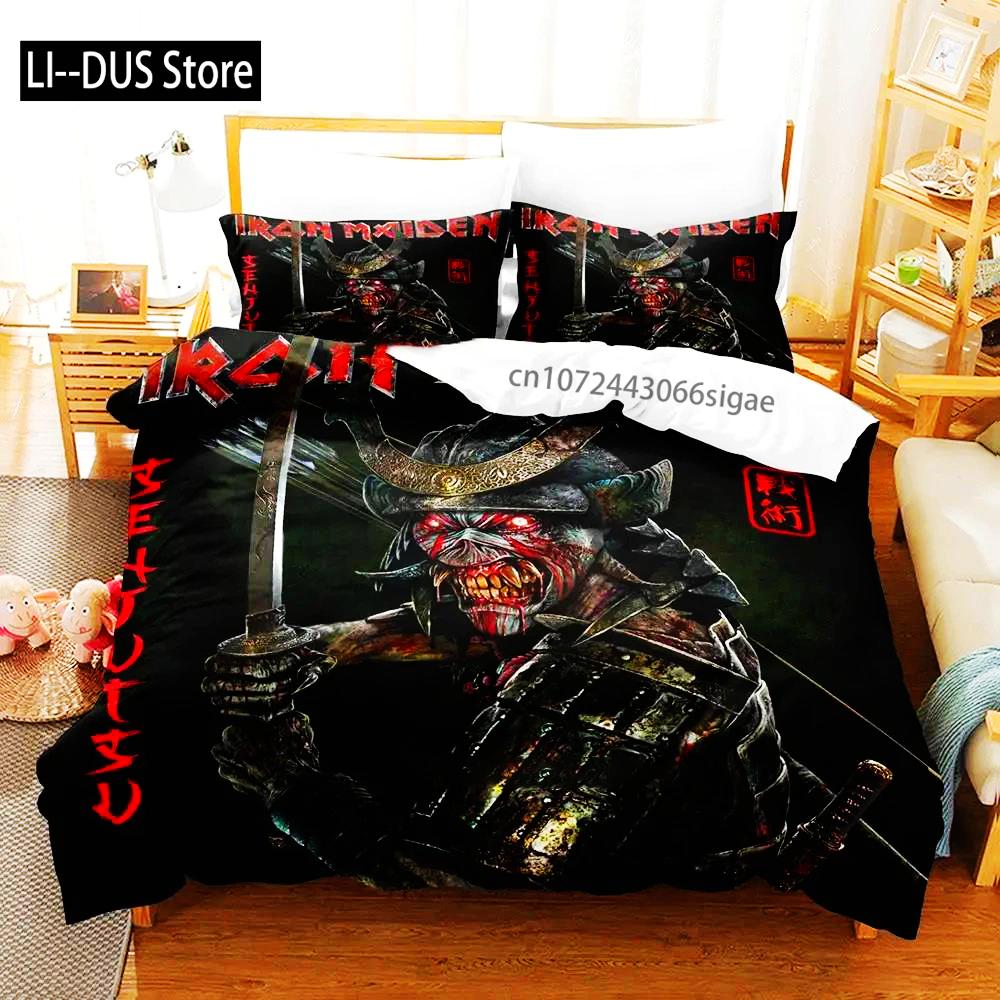 Hip Hop Heavy Metal Maiden 3-piece Cartoon Anime Duvet Cover Sets For Adult Boy bedroom Luxury Printed Bedding Set