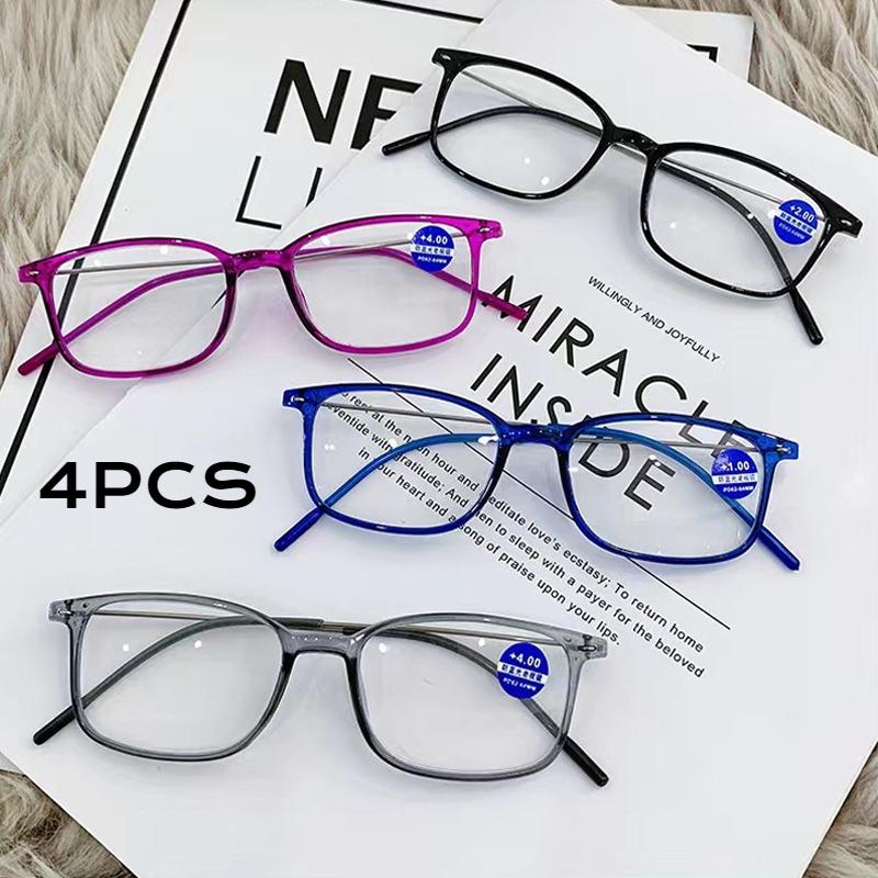 

4 шт. Новые модные очки для чтения с защитой от синего света для женщин и мужчин, оптические компьютерные очки для пресбиопии +1.0+1.5+2.0+2.5+3.0+3.5+4.0 3.5