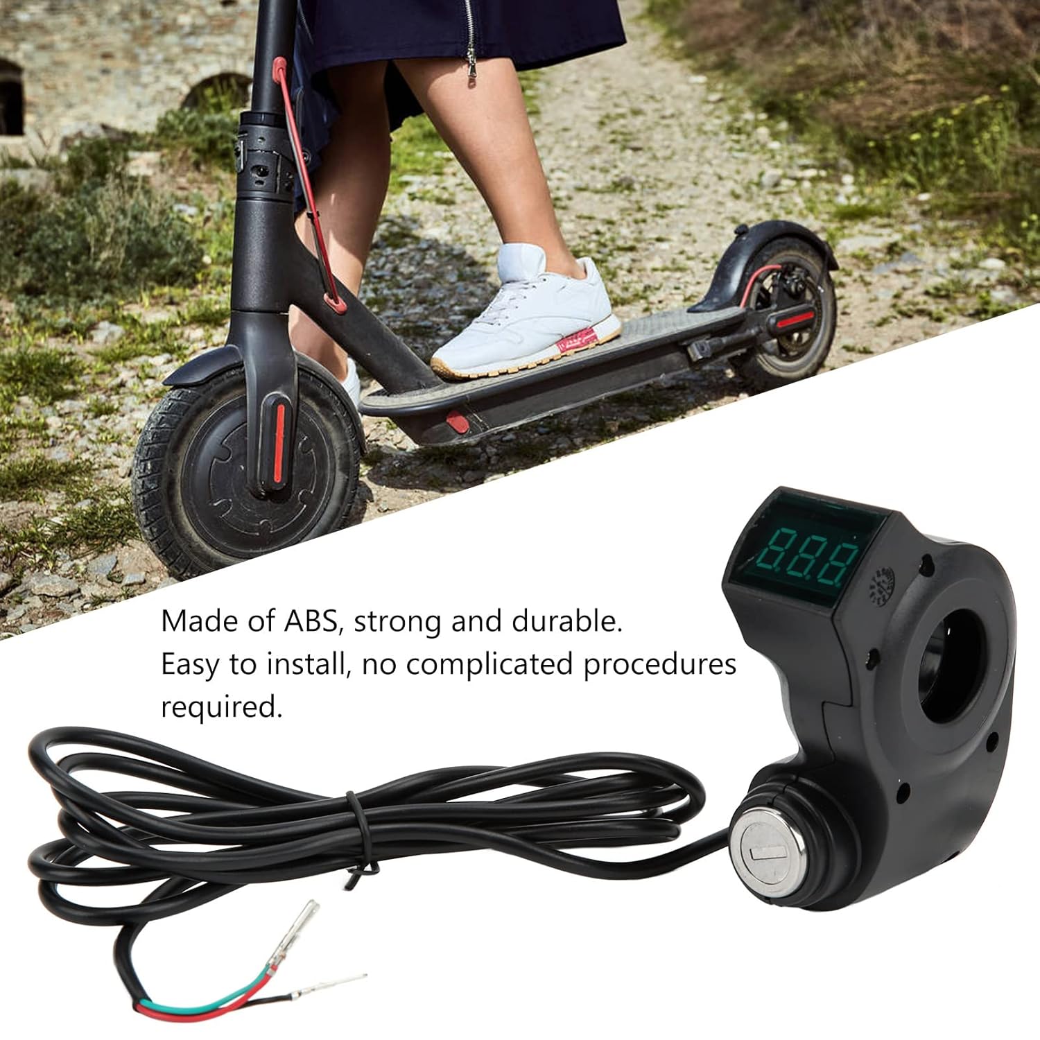 Wire Lock Key Ignition Switch One Button Electric Scooter 3 Pin Plug with 2 Keys for M4-E