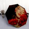 1pc Ayliva Pattern Umbrella Portable Folding Umbrella Iron Frame Hole Bone Structure Outdoor Home Umbrella