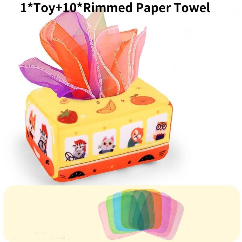 Strapazierfähiges Baby-Taschentuchbox-Spielzeug Für die Früherziehung Weicher Stoff Reißfest Für 0-1-Jährige