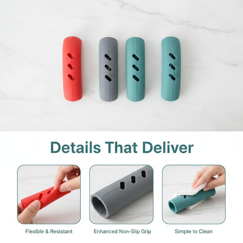1 Pair Silicone Pot Handle Cover Heat Insulation Covers Pot Clip Anti Slip Steamer Casserole Pan Handle Holder Kitchen Tool