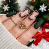 Europe, America, Christmas 24 Pieces Of Nail Art, Wearing Nail, Simple Green Matte Leaves, Berries, Medium And Long Wearing Nail