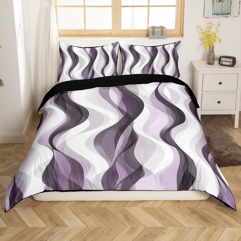 Boho Abstract Striped Duvet Cover Full Queen Size Minimalist Modern Geometric Bedding Set Mid Century Aesthetics Comforter Cover