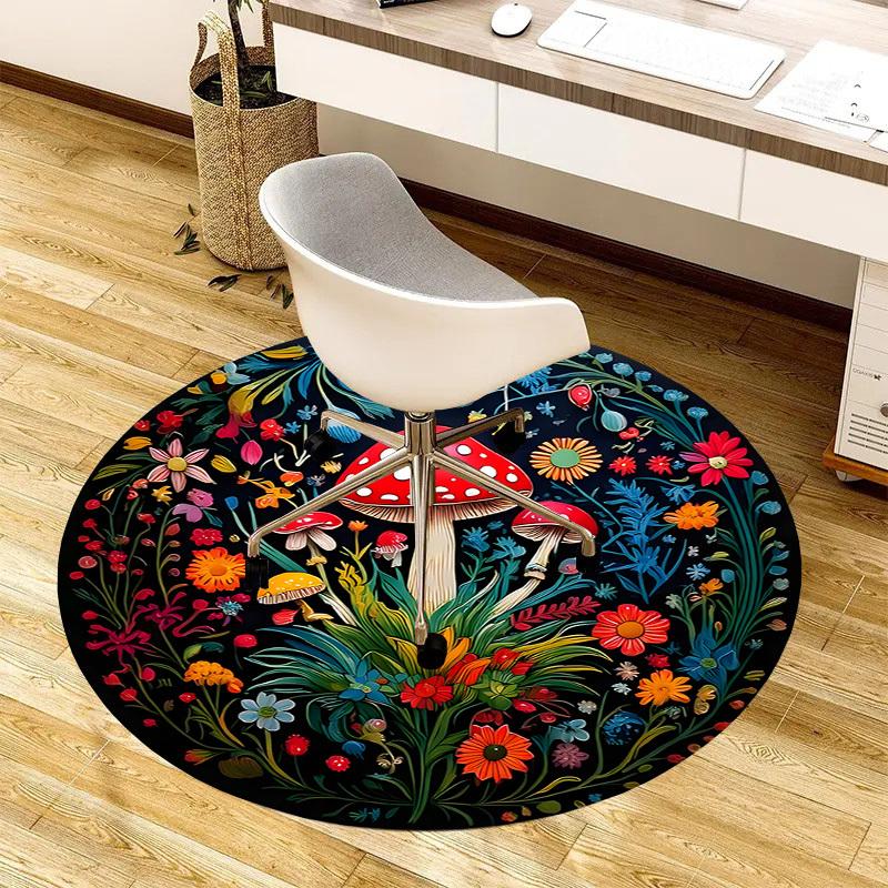 1pc Office Carpet Chair Mats Mushroom Garden Mandala Perfect for Decorating Office Chairs, Living Rooms, Or Bedrooms