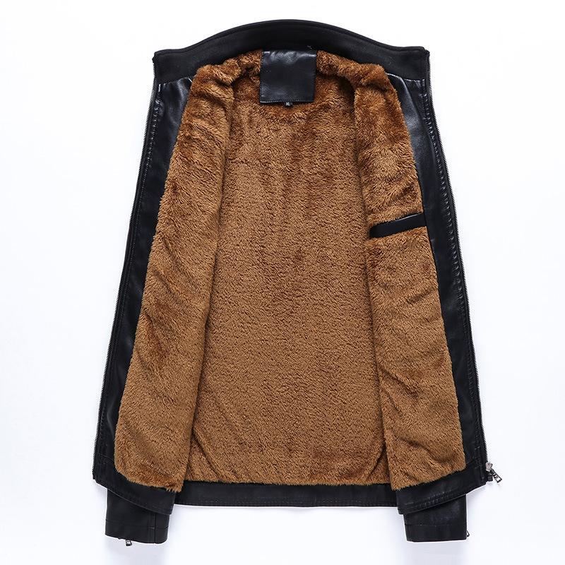 New Winter Men's Velvet Warm Leather Jacket PU Leather Jacket