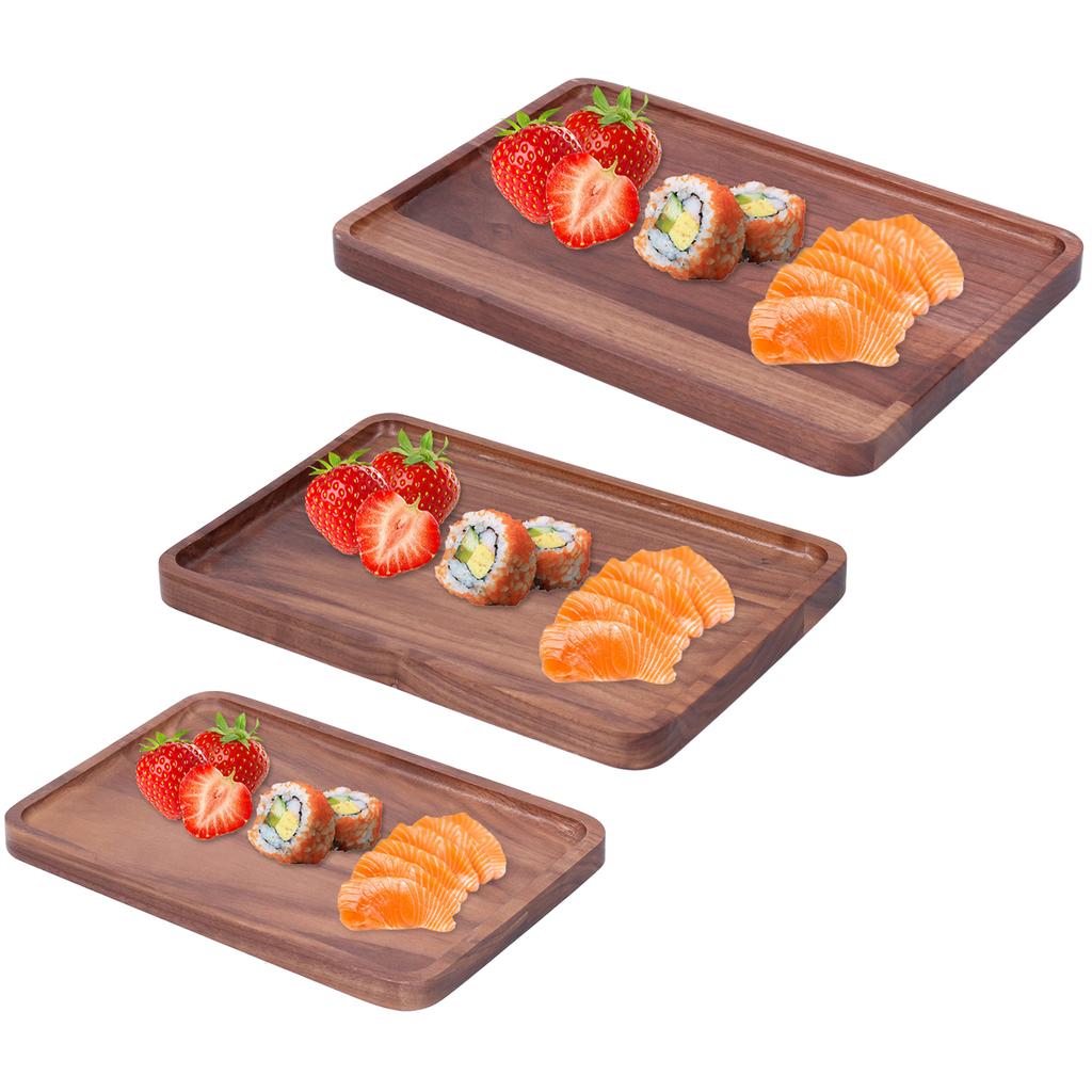 Walnut Service Plate Square Decoration Fruit Food Dessert Plate Tray Wooden BBQ Plate
