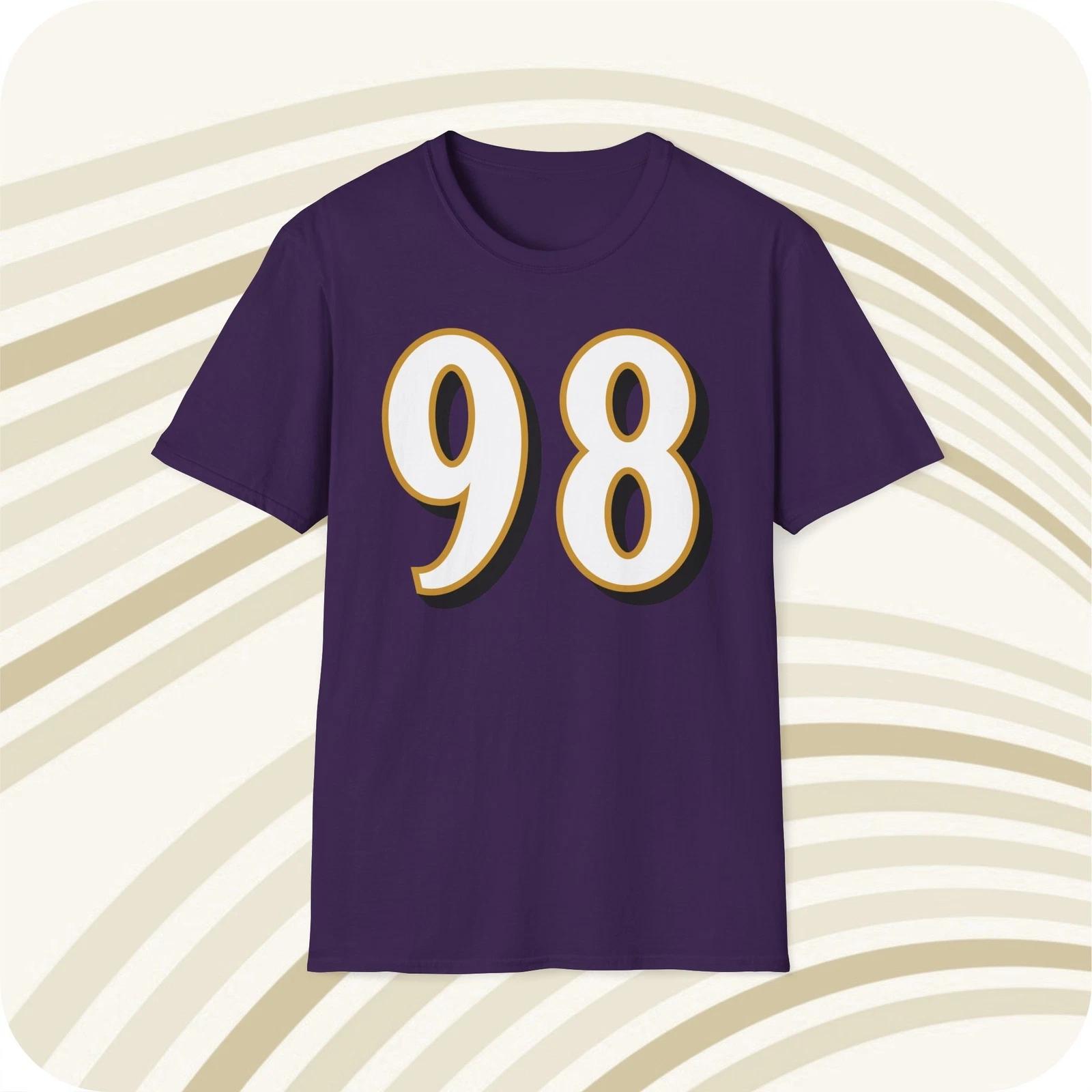 Men s and Women s T-shirts Tony Siragusa #98 Baltimore Ravens Jersey T-Shirt - Front & Back Print XXXXL