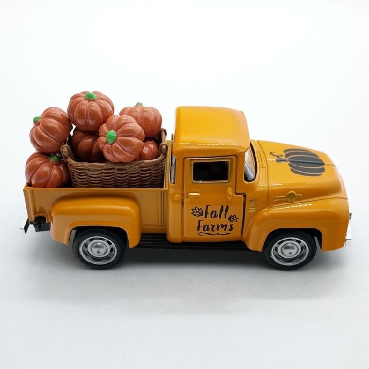 Fall Tiered Tray Decors Metal Truck with Fake Pumpkins Farmhouse Tiered Tray Decors for Thanksgiving Party Home Kitchens