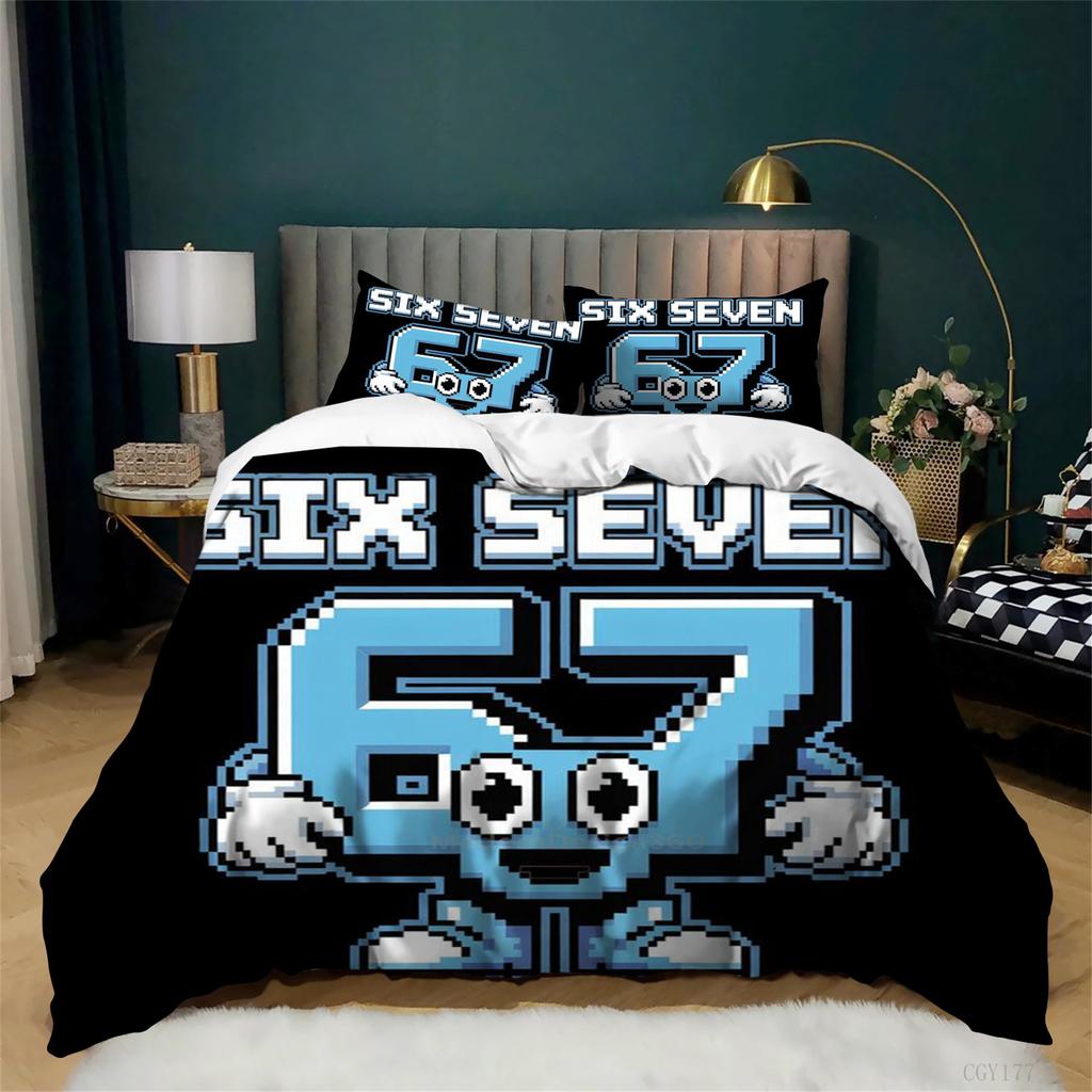 Juego de Funda Nórdica de 3 Piezas Twin 67 Steal a Brainrot Juego de Edredón Ropa de Cama Suave y Ligera Funda Nórdica con Cremallera