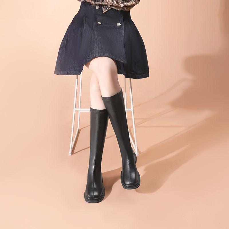 Bequeme und dünne hohe Stiefel für Kinder 2025 Herbst und Winter neue modische vielseitige dicksohlige kleine Martin-Stiefel für Damen