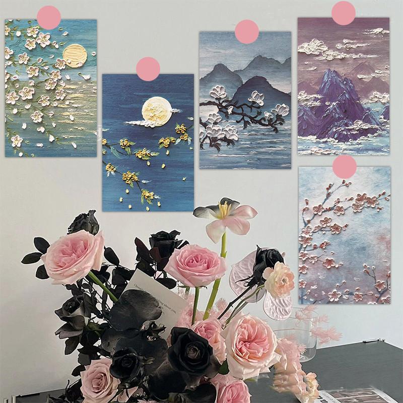 30 Sheets Oil Painting Style Card Postcards Message Cards Nordic Style Decorative Wall Stickers for Living Room