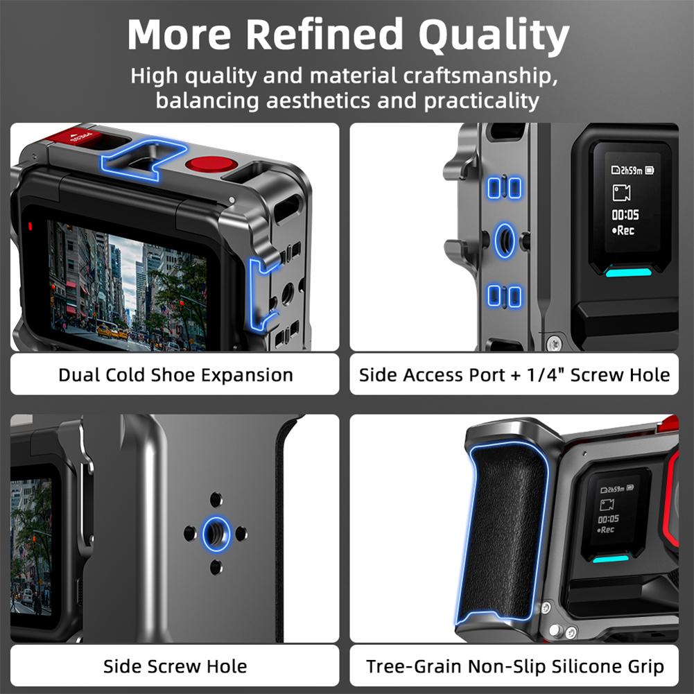 For Insta360 Ace Pro/2 Metal Camera Grip Mount Anti-Fall Sports Camera Protective Case Detachable Street Photo Vlog Accessories