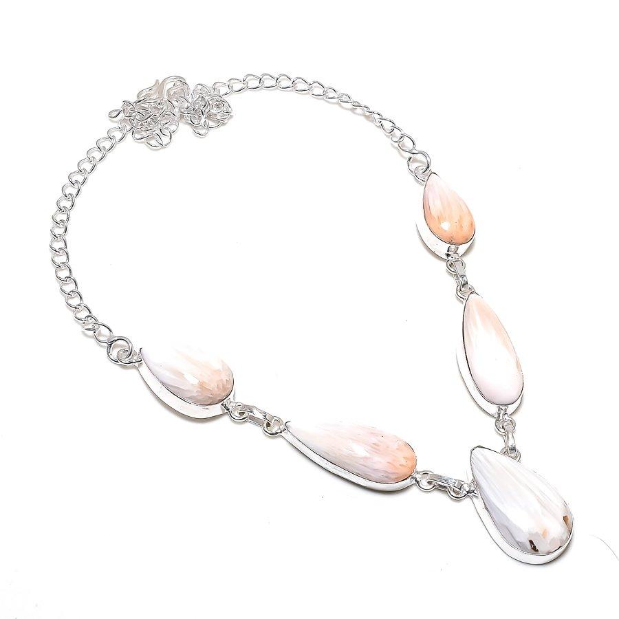 

Ювелирное ожерелье из стерлингового серебра 925 пробы с натуральным сколецитом, 18 дюймов, V1S89