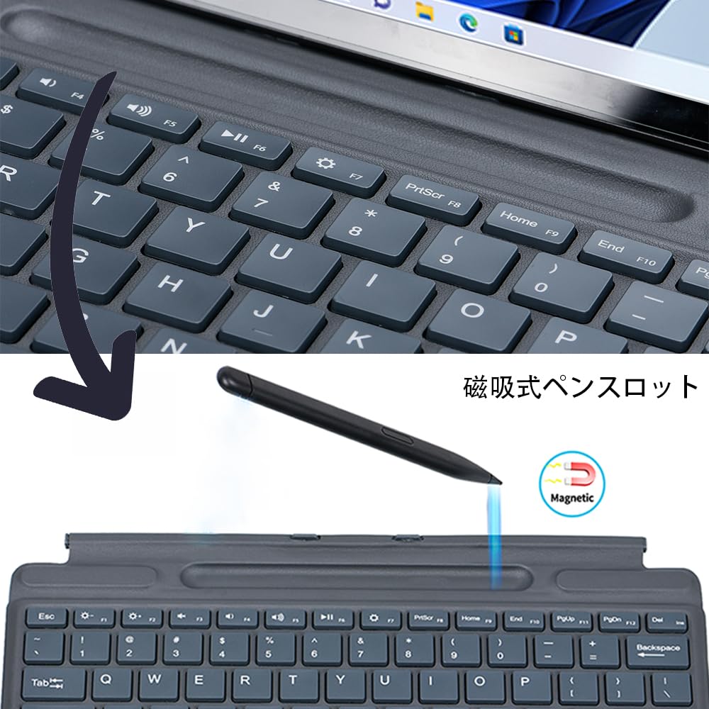 TJK Wireless Keyboard Compatible with Microsoft Surface Bluetooth Keyboard US English Layout Magnetic Pen Slot Pencil Storage Installation USB
