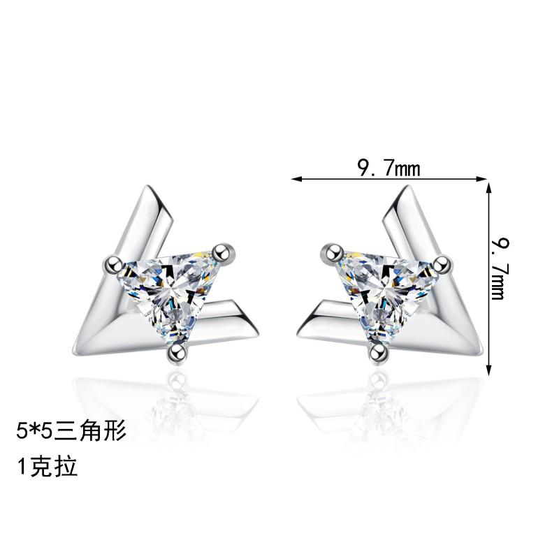 Geometric Triangle Moissanite Stud Earrings Women Sterling Minimalist Fashion Jewelry 2025