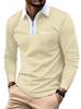 Men's Long Sleeve Striped Polo Shirt, Casual Comfortable Daily Wear