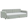 Extendable Daybed with Drawers Light Grey 80x200 Cm Velvet