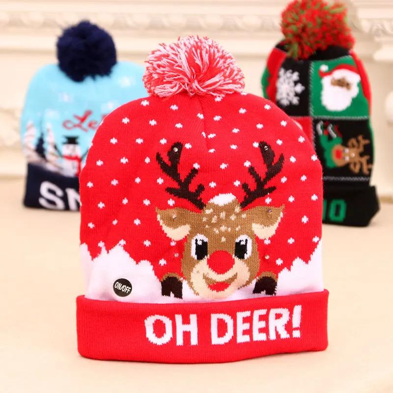 

ON SALE! 2025 New Year LED Knitted Christmas Hat Beanie Light Up Illuminate Warm Hat For Kids Adults New Year Christmas Decor
