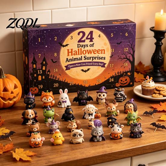 Halloween Countdown Ritual Adventskalender 2026, 24 Tage mit Mini-Figuren, Überraschungs-Sammler-Feen-Spielzeug-Set für Kinder Erwachsene, Partygeschenke Tischdekoration
