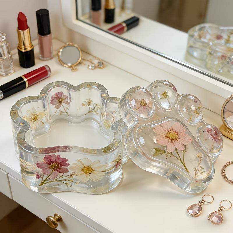 Resin Silicone Mold Love Dog Paw Print Cover and Storage Box Storage 3D Decorative Silicone Mold DIY Candle Silicone Mold