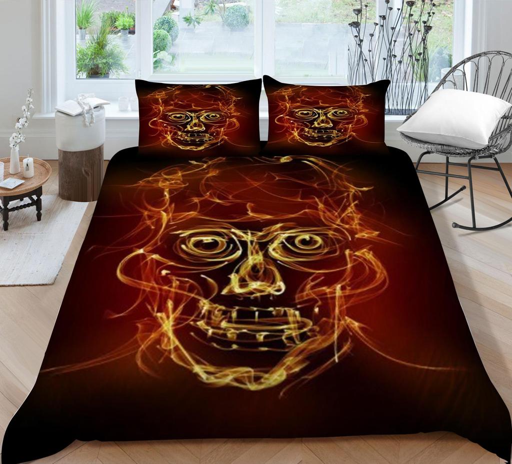 3D Duvet Cover Skeleton Home Bedding Set Microfiber Polyester Children Teen King Double Size Cool Quilt Cover