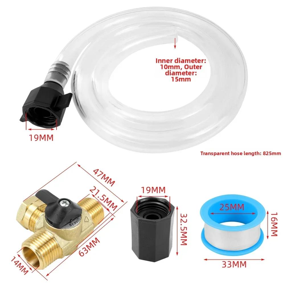 RV Water Heater Pipe Kit Brass Check Valve & Anti-Freeze 90 Degree Right Angle T 3-Way Splitter Plastic Connector Hose PTFE Tape