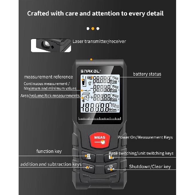 Snakol Laser Distance 50M/100M/120M Rangefinder Profesional Meter Laser Range Finder Ruler Test Tool