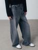 Aenhacheu Classic Long Wide Denim Washed Black