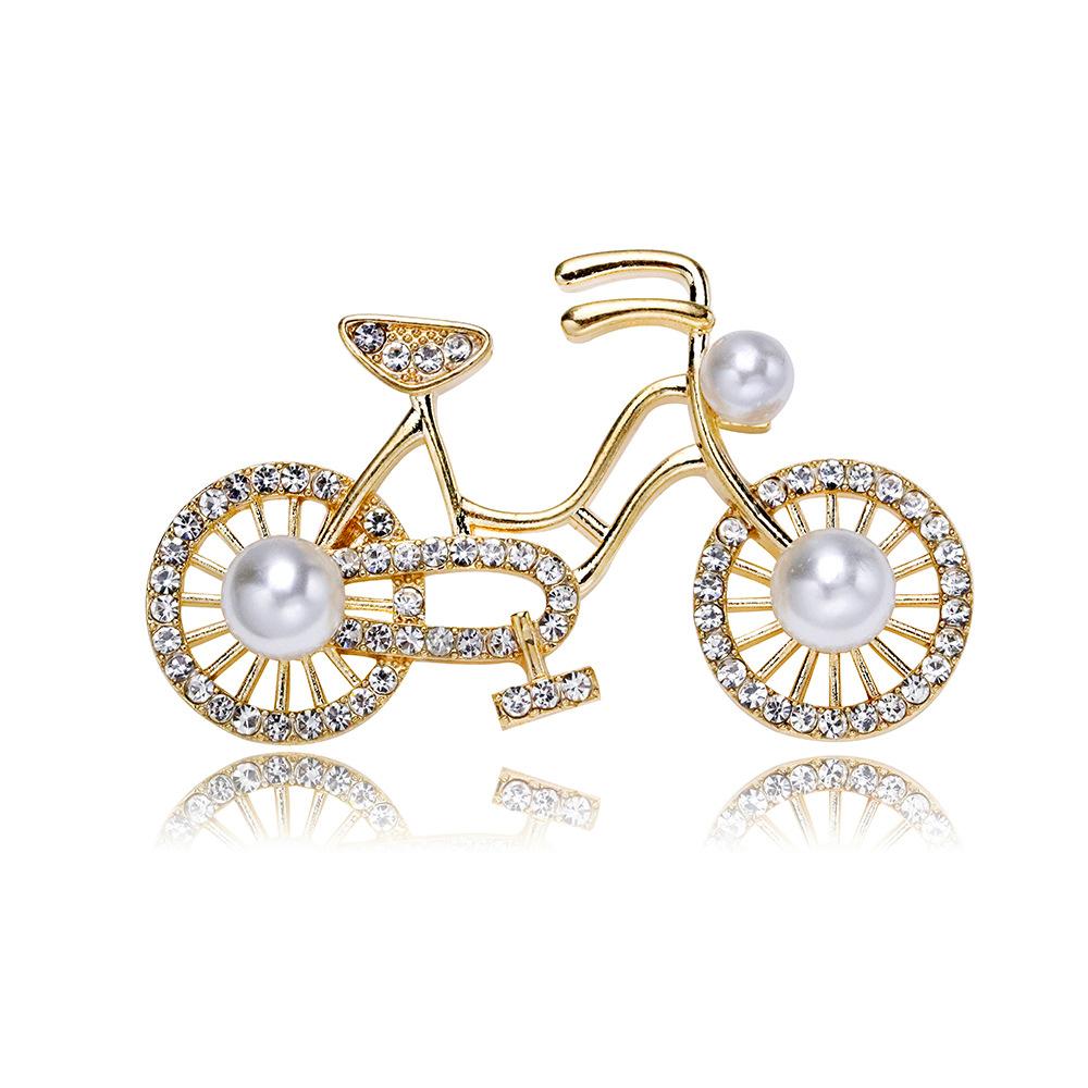 Wuli&baby Shining Bicycle Brooches For Women Unisex 2- Beautiful Taking Flowers Bike Brooch Pins Gifts