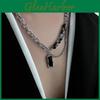 Black Zircon Ice Crack Pendant Necklace For Men With Titanium Steel Chain And Geometric Design