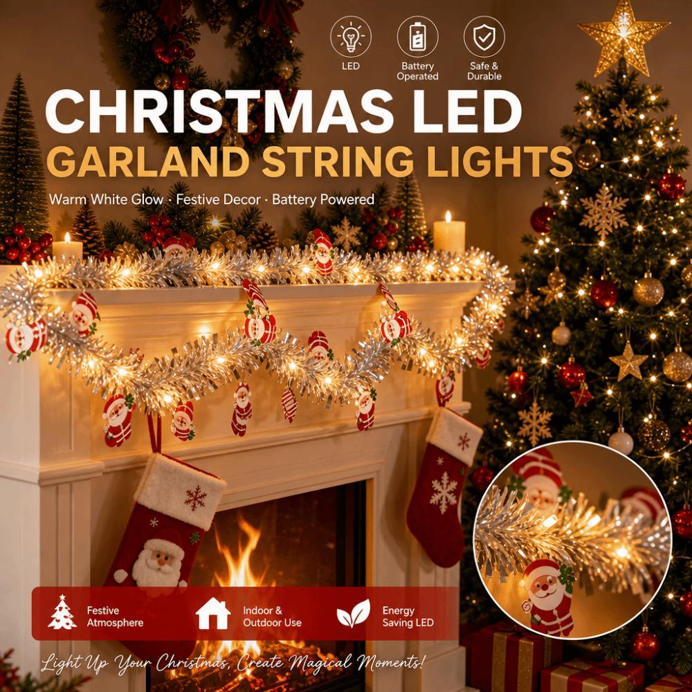 Glowing Light Christmas LED String Lights Santa Claus Xmas Tree Pendant  Home Decor