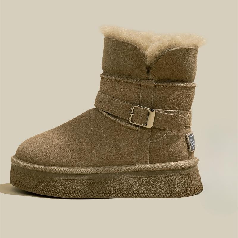 Fleece Thick-soled Mid-calf Snow Boots for Women, New Thickened Cotton Shoes
