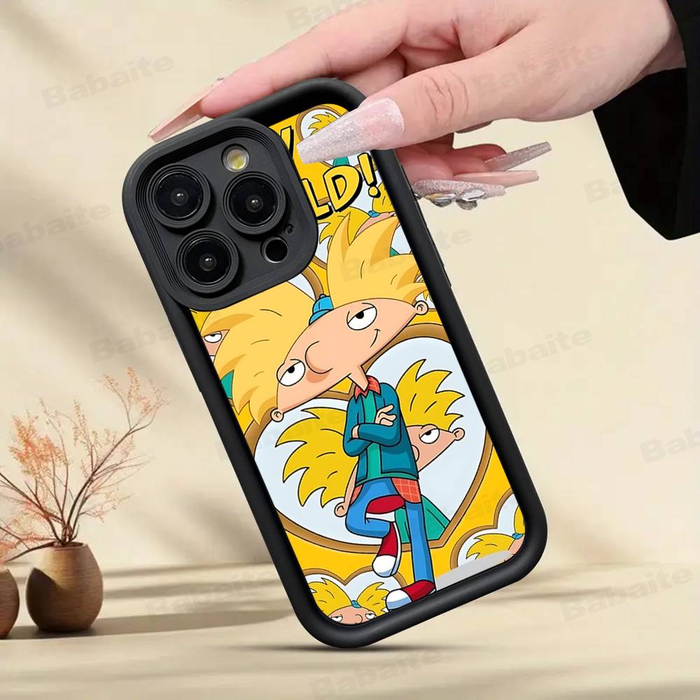 Hey A_Arnolds Cartoon For IPhone 17 Pro Max 16 15 14 13 12 11 Plus Black Soft Phone Cover