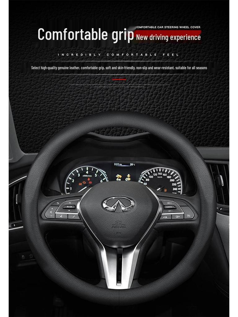 Infiniti Lenkradbezug für QX50, QX60, Q80, Q70L, Q50L, FX3 - Vier Jahreszeiten Echtleder.