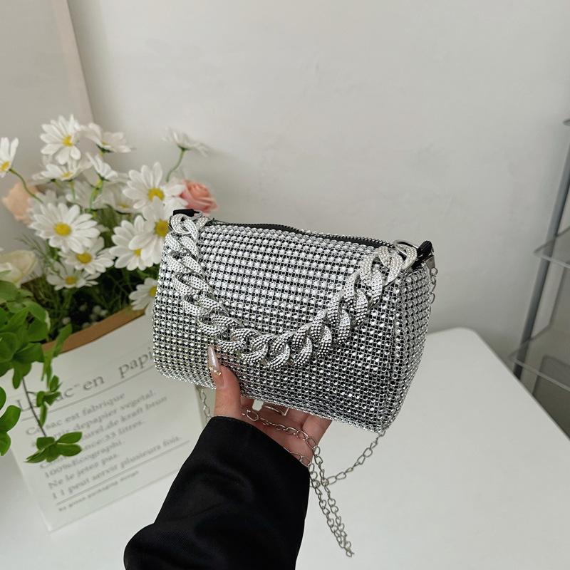 Popular Diamond Noodle Handbag Chain Pillow Bag Versatile Shoulder Bag Women's New Handbag Crossbody Women's Bag