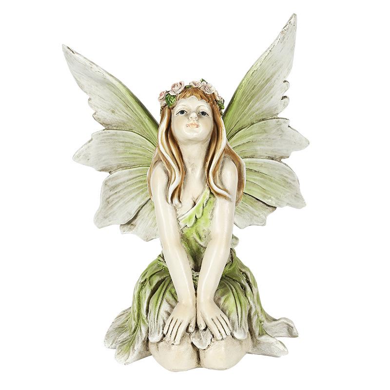 Gartenmädchen Blumenfee Harzstatue: Europäisches Kreatives Ornament für Haus-, Hof- oder Villendekoration.