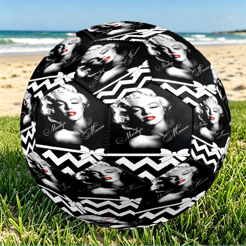 Marilyn Monroe Print Size 5 Soccer Ball, PU Wear Resistant Football for Match Training and Daily Practice, Birthday Gift for Soccer Fans