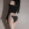 Women's Lace Low-Waist Thong: Sexy Hollow Design with Solid Color High-Elastic Silk Ribbon